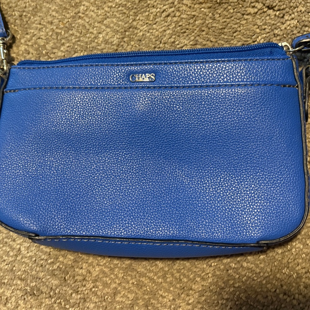 Chaps Blue Crossbody Bag with Textured Finish